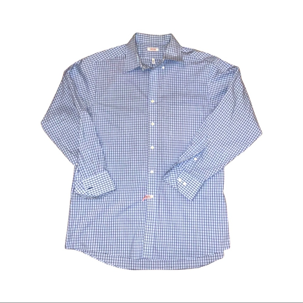 Men’s IZOD Blue plaid pattern button down shirt
